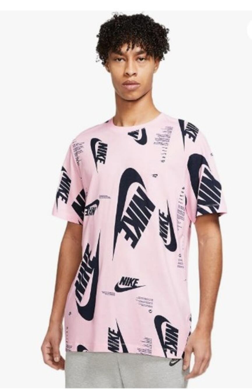 The Nike Tee Pink Unisex Tee w/ All Over Logos - Size XL NWT